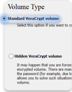 Figure 9 VeraCrypt standrad volume option