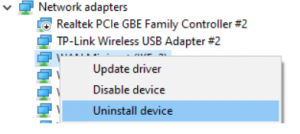 Network Adapter Driver option