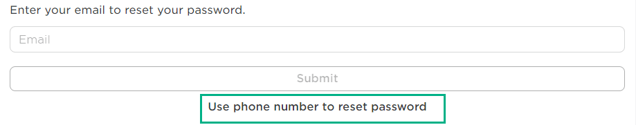 use number to reset password